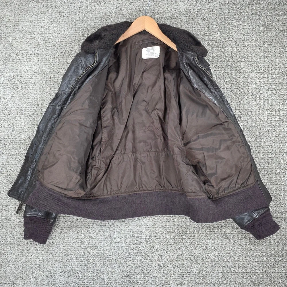 70s Vintage Imperial USN G-1 Flyers Jacket Brown Leather Military Size 42